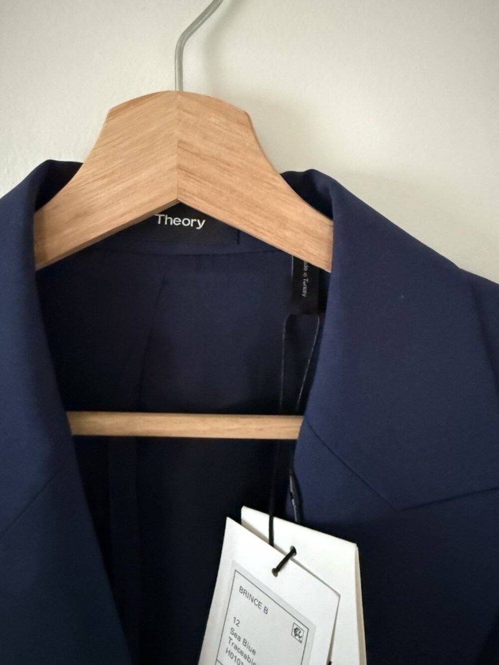 Theory Brince B Traceable Wool Single Breasted Sea Blue Blazer Careerwear NWT 12 - Picture 11 of 11